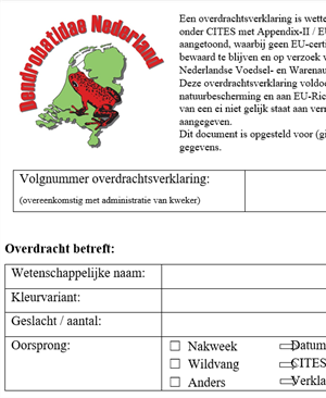 Overdrachtsverklaring (klein model in tweevoud)